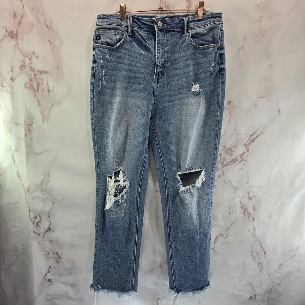 KanCan Jeans Womens 29 X 26 Ripped Holes Denim Crop Straight Mom High Rise